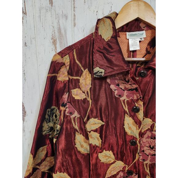 Vtg Coldwater Creek Floral Jacket Womens Small Brocade Tapestry Blazer Roses - Picture 2 of 16